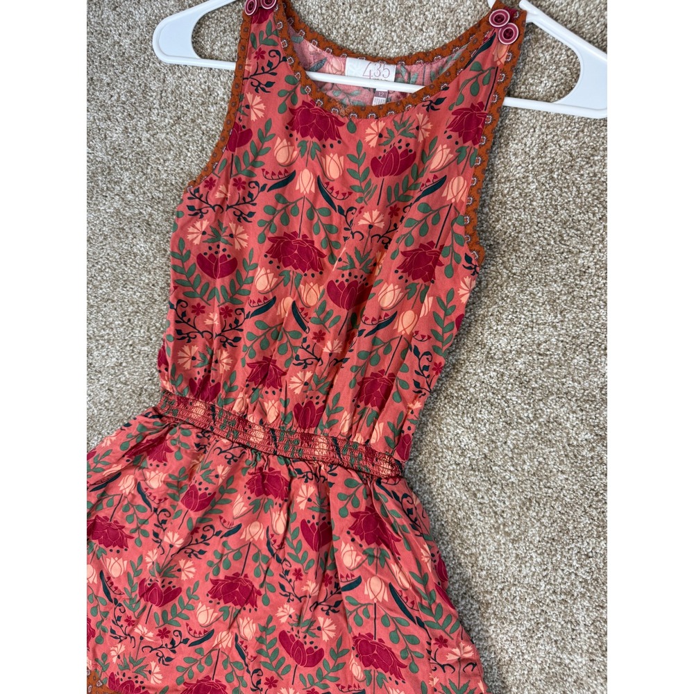 Matilda Jane 435 Girls Dress Floral Smocked Waist Layered Coral Rust 12 Rustic